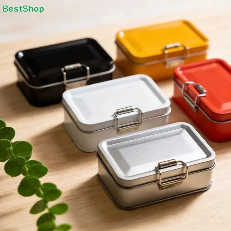 Mini Metal Tin Box with Hinged Lid, Sealed Small Storage Container for Candy, Crafts, Cosmetics
