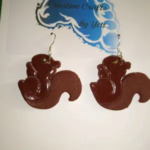 Creative Crafts by Yeti Squirrel Polymer Clay Earrings Unique Animal Design Handcrafted Jewelry