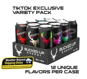 Bucked Up Variety Energy Drink 12-Pack - 12 Flavors, Zero Sugar, Zero Calories - TikTok Exclusive