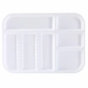 JMU Dental Instrument Trays Autoclavable Plastic Divided Trays Size B 13.25" x 9.75", Separate Setup Tray, White