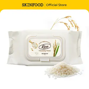 [SKINFOOD Official] Rice Daily Brightening Cleansing Tissue | Makeup Remover Face Wipes with Rice Fermented Water for Clear Glass Skin, Gentle Skin Cleansing Cloths, Rice Bran Water, 12.84 oz (80 Sheets)