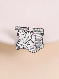 Cute Cartoon Character Brooch, Humorous Inner Monologue Text Decoration, Book Lover Theme Badge, Unisex Design, Daily Wear Accessory Gift, Hearts, Lapel Pin