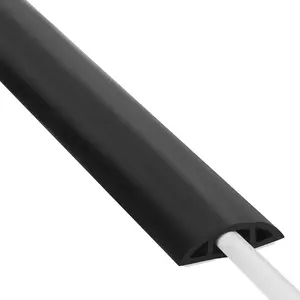 Floor Cord Cover 4ft, Cord Hider Floor Black,  Management Cover   Trips, Wire Covers for Electric Power Cords, Wire Protector Cavity W0. x H0.28
