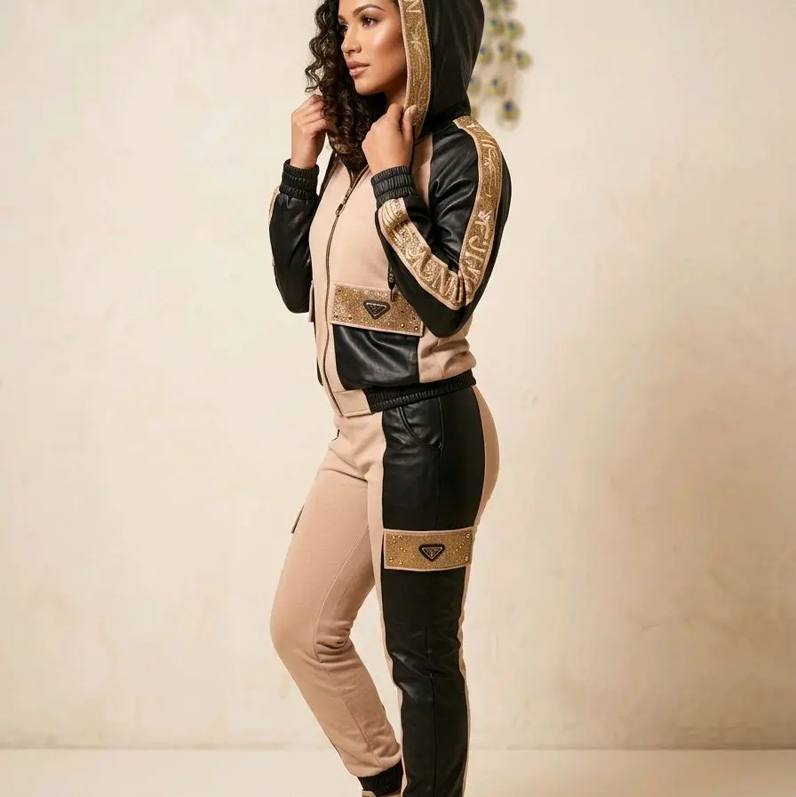 ​Luxury 2-Piece Faux Leather Tracksuit