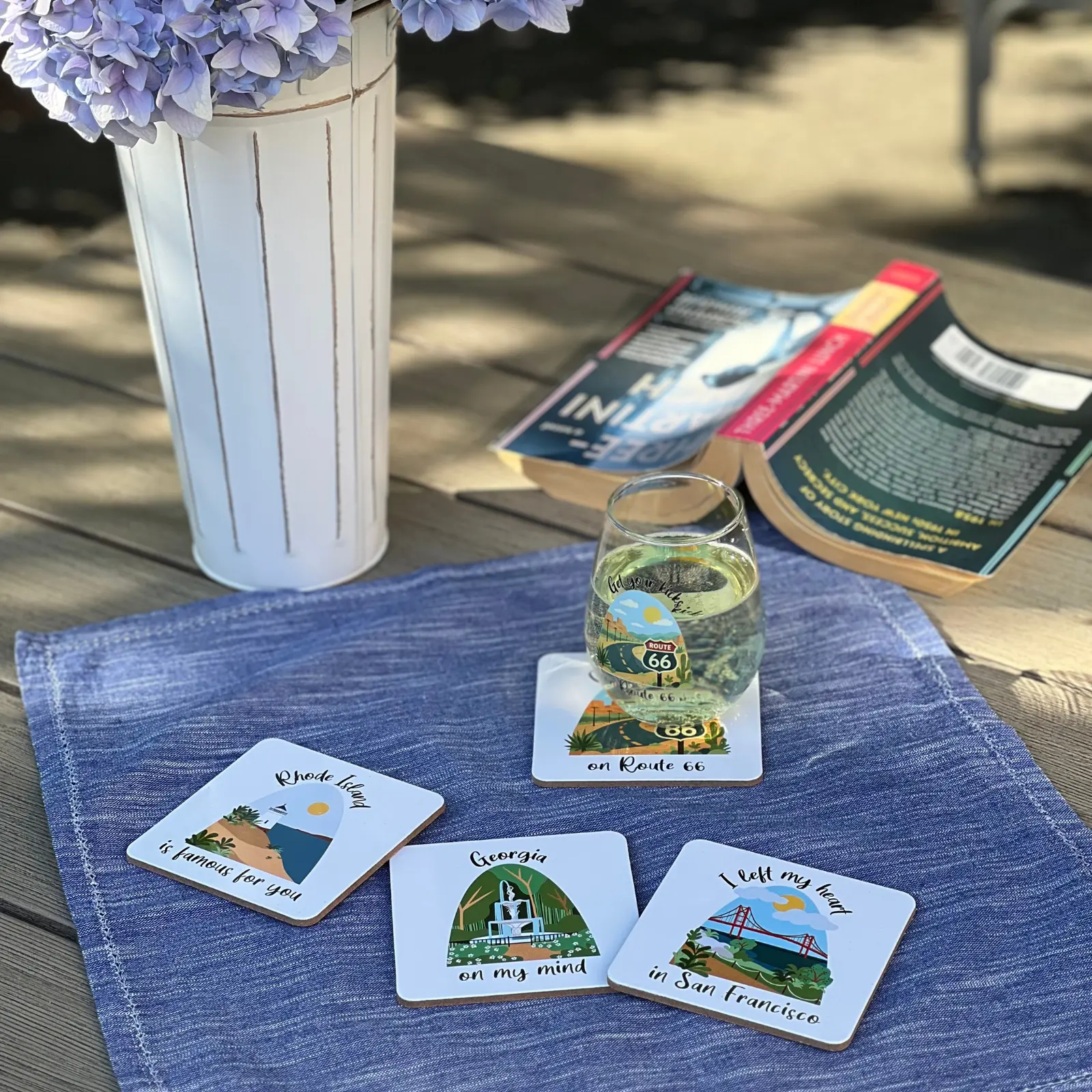 Road Trip Cocktail Coasters | Travel Gift for Wine Lovers