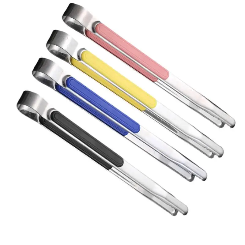 4-pcs stainless steel kitchen tongs, 10 inch cooking service tongs, anti slip metal food tongs, high temperature resistant, easy to clean, suitable for cooking, barbecue, buffet, baking