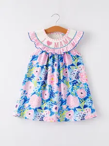 “I ❤ MAMA”Embroidery Smocking Baby Girls Dress