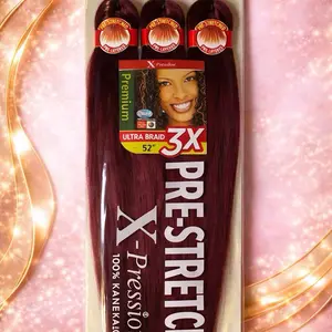2 pcs (6bundles)Outre X-Pression Pre-Stretched Braiding Hair 52" Ultra Braid 3X 100% Kanekalon Premium Quality