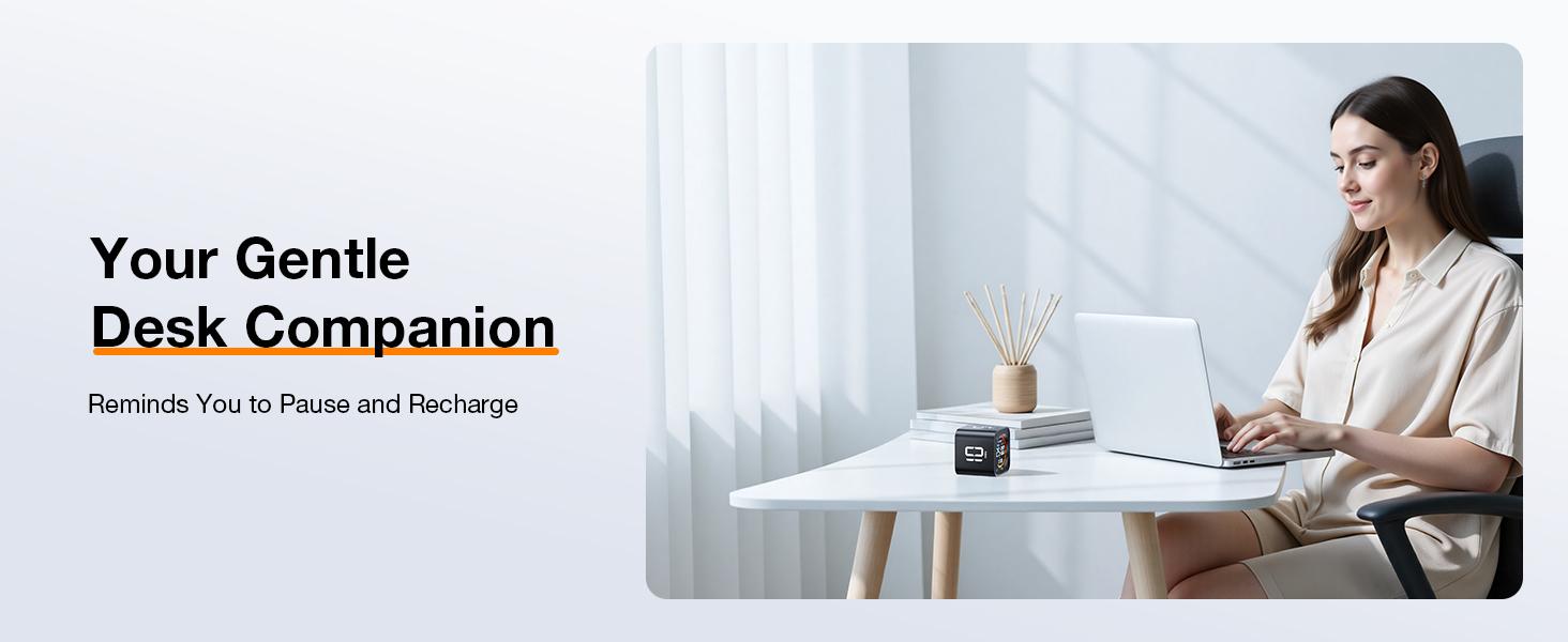 TK3 Pomodoro Timer Cube, Desk Productivity Timer with 5/10/30/60 Min Presets, Custom Countdown, Stopwatch, Clock, 3 Alarm, Silent, Vibrate & Sound Alert, for Task, ADHD, Study, Kitchen, Black