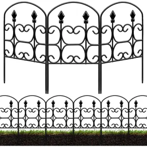 24in(H) x 10.83ft(L) Decorative Garden Fence - Tall Garden Fence  Barrier 10 Pack Metal Fence Border Black No Dig Fence Panels Garden Fencing Border for Landscape Patio Yard Outdoor