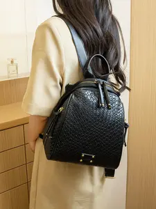 Women's Large Capacity Retro Fashion Backpack, Soft Leather Commuter Bag, Crocodile Pattern Vertical Back Pack, Casual Backpack