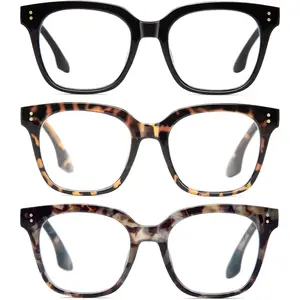 Reading Glasses for Women - Oprah Style Square Readers with Blue Light Blocking and Spring Hinge Computer Eyeglasses