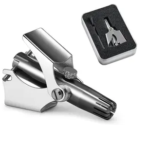 Stainless Steel Manual Nose Hair Trimmer-Ear and Nose Hair Remover for Men,Washable,Round,Portable