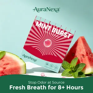 AuraNexa Edible Perfume Candy Watermelon Mint | 0 Sugar & 0 Calories | 8H+ Long Lasting Fresh Breath | 3X Cooling Mint Burst | Multi-Probiotics for Gut Balance & Root-Cause Odor Elimination | The Ultimate Kissing Hack for Couples
