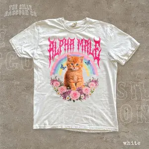 Alpha Male Funny Kitten Shirt Ironic Cat Meme Tee Sarcastic Gift For Cat Lover Bootleg Vintage Graphic Tee for Men