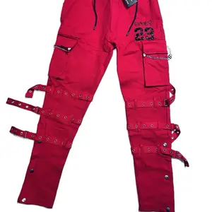 Nyasuti Classic Wear Trening Red Pants with Unique Belt Detailing and Number 23 Design Menswear