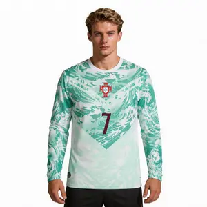 2026 Portugal National Team Cr.7 Away Light Green Long-Sleeve Soccer Jersey