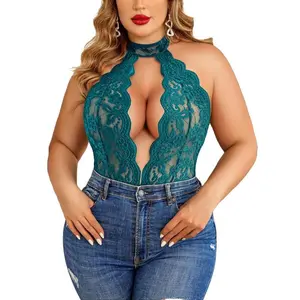 Plus Size Lingerie for Women Lace Bodysuit Halter Nightgown 16-24 Plus(Sheet)