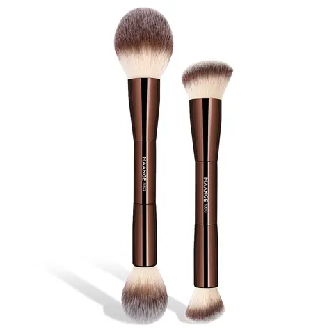 Professional Dual-ended Makeup Brush Set, 2 Counts/set Soft Fiber Travel Face Makeup Brushes, Dual Tip Brush, Makeup Tools for Women & Girls, Beauty Brushes