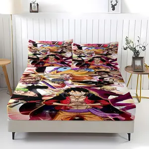 3-Piece One Piece Pattern Fitted Sheet Set, Soft And Durable Bedding Set Includes 1 Piece Flat Sheet And 2 Pieces Pillowcases, Daily Holiday Birthday Gift Bedroom Decorations For Kids And Adults