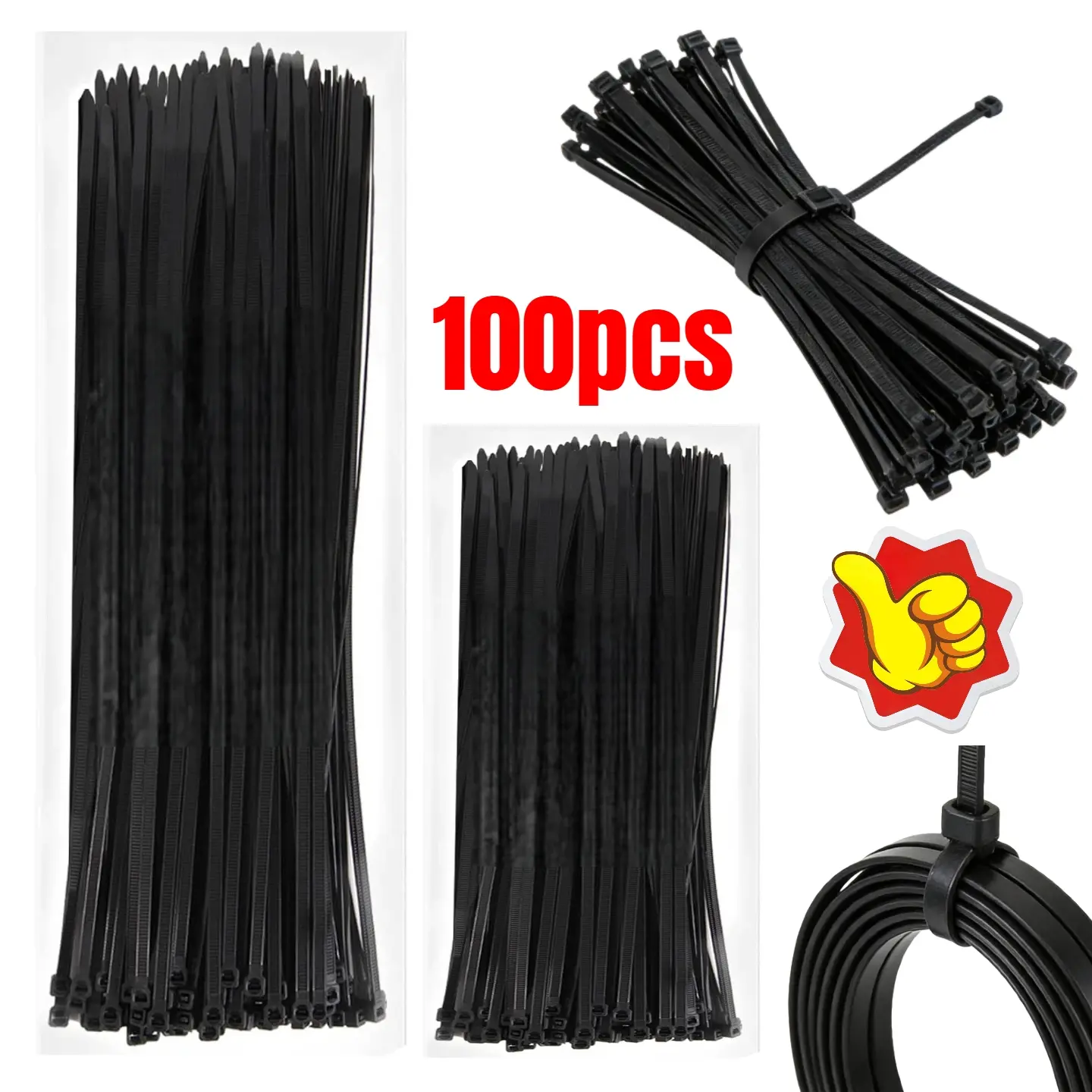 100pcs Heavy-Duty UV-Resistant Cable Ties - Cable Ties - Heavy-Duty Wire Ties Suitable for Construction, Carpentry, Home Decoration, Plumbing, and Gardening - Durable and Flexible Cable Ties for Wires and Building Supplies - Cable Management