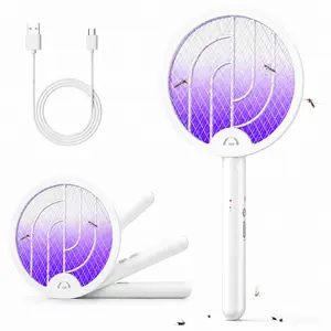 4000V Electric Fly Swatter, Hands-free Bug Zapper with Trap Lamp, Powerful Mosquito Killer with Type-C Rechargeable for Indoor Home Office Patio Camp Outdoor