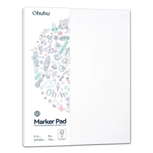 Ohuhu Marker Pads Art Sketchbook: 9"x12" Large Paper Size - 90 lb/150 gsm Smooth Drawing Paper - 60 Sheets/120 Pages - Double-Sided Marker Pad Art Sketchbook Bleedproof - Glue-Bound Sketching Book for Alcohol Markers - Marker Pad Series of Ohuhu