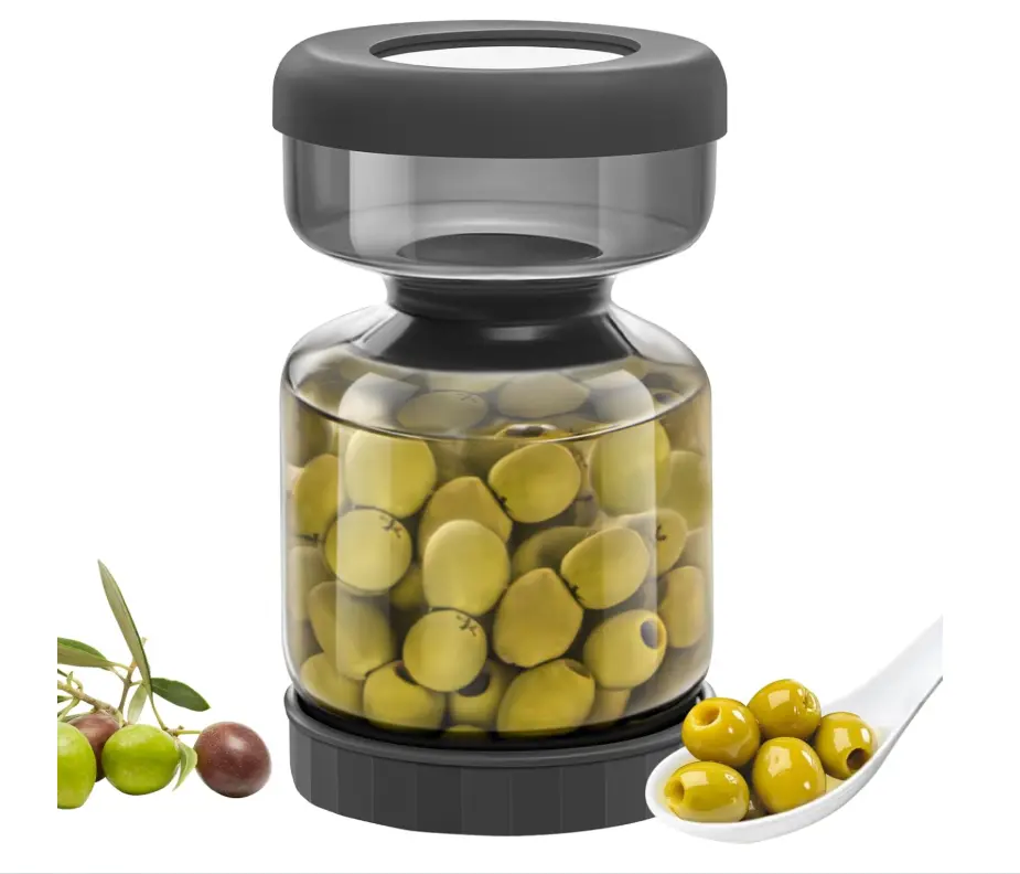Glass Pickle Fermentation Jar With Black Leak Proof Lid, Detachable Strainer For Preserving Pickles, Vegetables, Fruits and Kitchen Food Storage