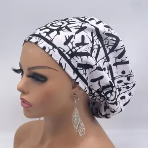 Niceroy SCRUB HAT CAP, black white Europe Euro style nursing caps, healthcare hats protective hair covers, nurse gift.