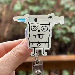 Doodle Bob Syringe -Nurse badge reel, RN, MD, medical, healthcare work accessory