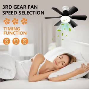 E27 Socket Fan Light Lamp, Adjustable Dimmable Timer, 3 Color Modes 3000k-6500k, Remote Control, Ideal for Bedroom/kitchen/living Room/dining Room/garage/walkway