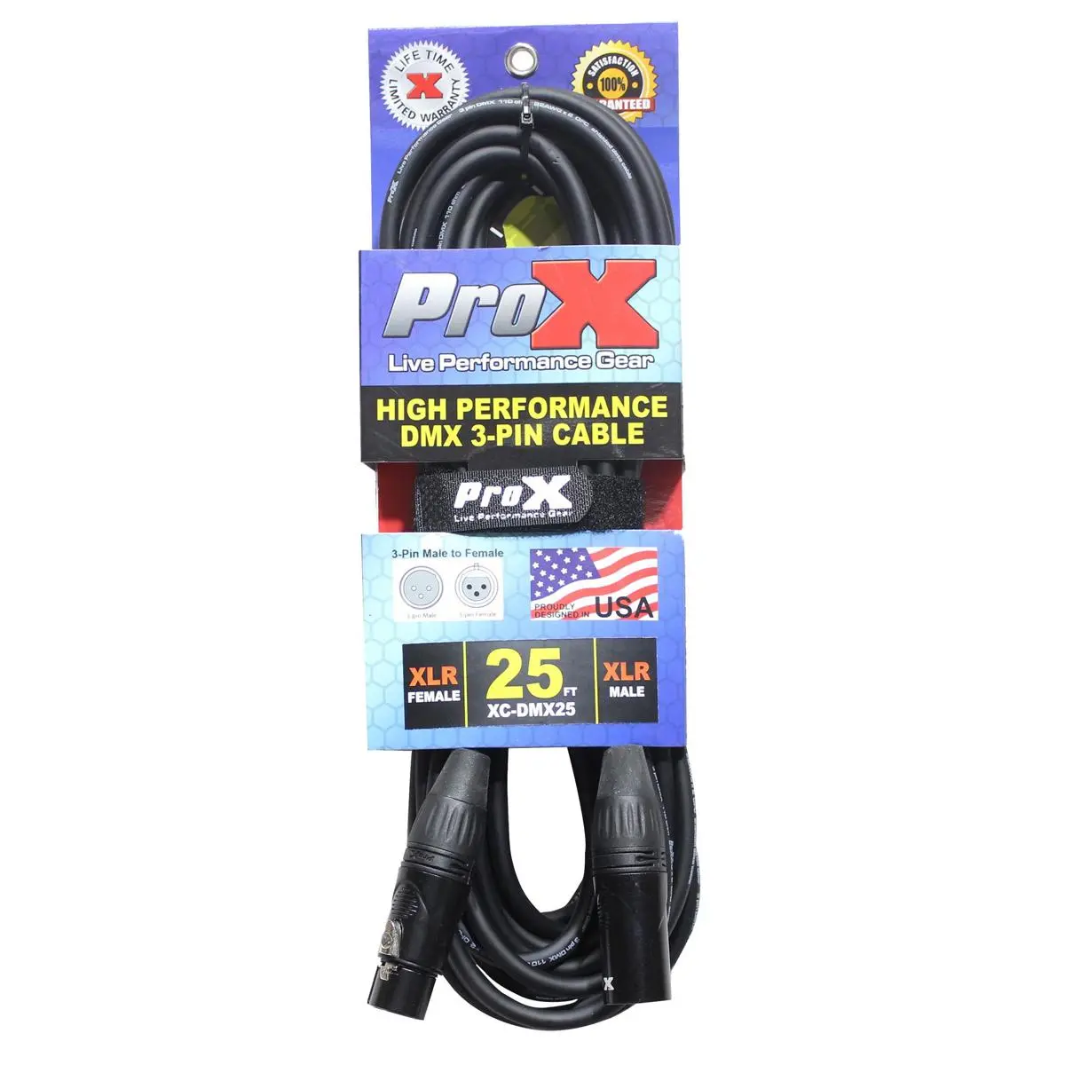 ProX XC-DMX25 High Perf. DMX Cable, 25' 3-Pin XLR3-M to XLR3-F for Musical Instruments & Music Accessories