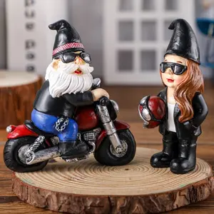 Christmas Gifts Gnomes Figures 2Pack 3D Gnomes Statue Desktop Decor for Holiday Seasonal Christmas Thanking Giving Birthday Parties Indoor Outdoor Home Decoration, Cool Biker Coffee Lavender Butterfly Gnomes Ornaments