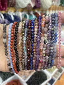 Fine Crystal Jewelry - Multi-faceted Crystal Beaded Bracelet - 4mm Beads