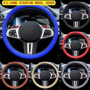 Silicone Car Steering Wheel Cover Elastic Protetive Cover Multi Color Auto interior Silica Gel Decoration Covers For Men Women