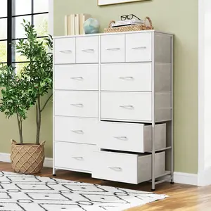 Tall Dresser with 12 Drawers, Steel Frame and Wood Top, Storage Organizer for Living Room, Hallway, Office Tall Dresser with 12 Drawers, Steel Frame and Wood Top, Storage Organizer for Living Room, Hallway, Office