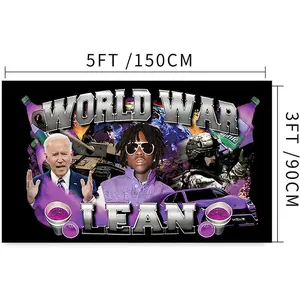 World War Lean Flag - Funny Poster 3x5Ft Banner Rapper Meme Tapestry for Outdoor College Dorm, Bedroom, Man Cave Wall Decor