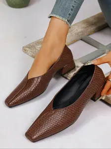 Women's High Heel Single Shoe, Pointed Toe Low Cut Elegant Versatile Shoes, Thick Sole Wine Heels, Fashion New Spring Style