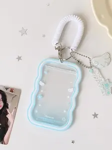 Korean Style High Aesthetic 3 Inch Keychain Card Holder, K-Pop Cute Angel Wings Small Card Display Case, Bus Pass Case, Card Id Slots