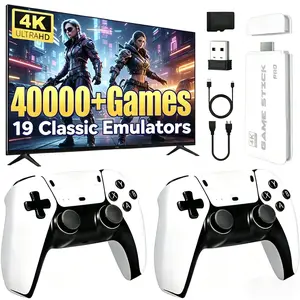 2026 Upgraded Mass Games Retro Game Console with  Built-in Games 19 Emulators 2 Wireless Controllers HD Output & 128GB SD Card Great for Kids & Adults - Portable Gaming System