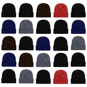 25 Pack Winter Beanie Hats  Unisex Thermal Toboggan Cold Weather Cuffed Caps Bulk Bundle
