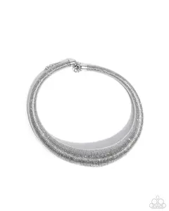 Subtle Selfie - Silver Coiled Wire Short Necklace - Paparazzi
