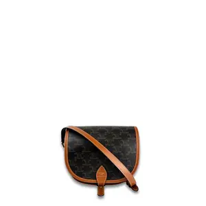 Pre-owned Celine Coated Canvas Shoulder Bags Medium Folco Saddle Bag