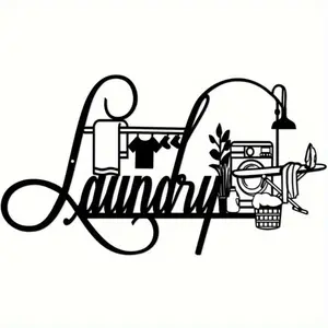 Charming Laundry Room Sign: Rustic Farmhouse - Inspired Metal Decor, Rustic Design, Vintage Decor, Perfect for Modern Homes As An Ideal Laundry - Area Hanging Decoration.Wall Sculptures