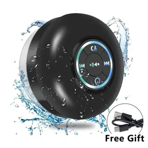 Mini Bluetooth Shower Speaker with LED light, Portable IPX4 Waterproof, Hands-Free Speakerphone. Rechargeable Using Micro USB, Wireless Stereo for Beach, Shower & Home
