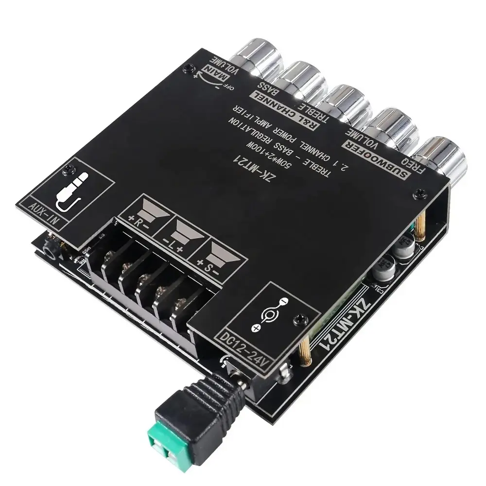 Powerful 2.1Ch 150W Bluetooth Amplifier Board: Power Amplifier Module, 50W=100w for Subwoofer & speakers, Independent Bass treble control. ideal for DIy speaker kits, Home theater Systems, Wireless Audio Receiver to Enhance Sound Quality.