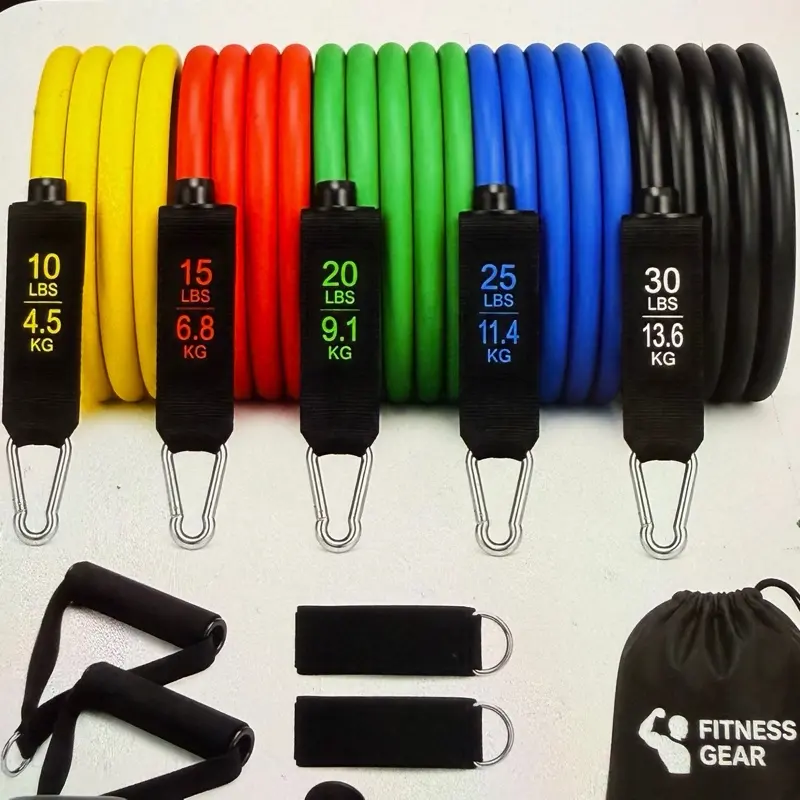 Resistance Bands Set, Natural Rubber Crossfit Equipment with Textured Grip & Slip-Proof Design for Home Workout, Physical Therapy Ankle Training