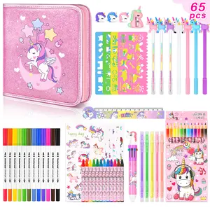 65pcs Pink Art Drawing Kit, Drawing Painting Art Supplies For Kids, Markers Set Art Coloring Drawing Sets Includes Crayons, Gel Pens Penciles Ruler Bag, Birthday Gifts Party Favors Supplies For Kids