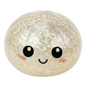 Giant Glitter Dumpling Mega Rainbow Dumplings Cute Anxiety Relief Fidget Toy Soft Squeeze Decompression Dough for Adults with Steamer Box Squishy Covered Slime