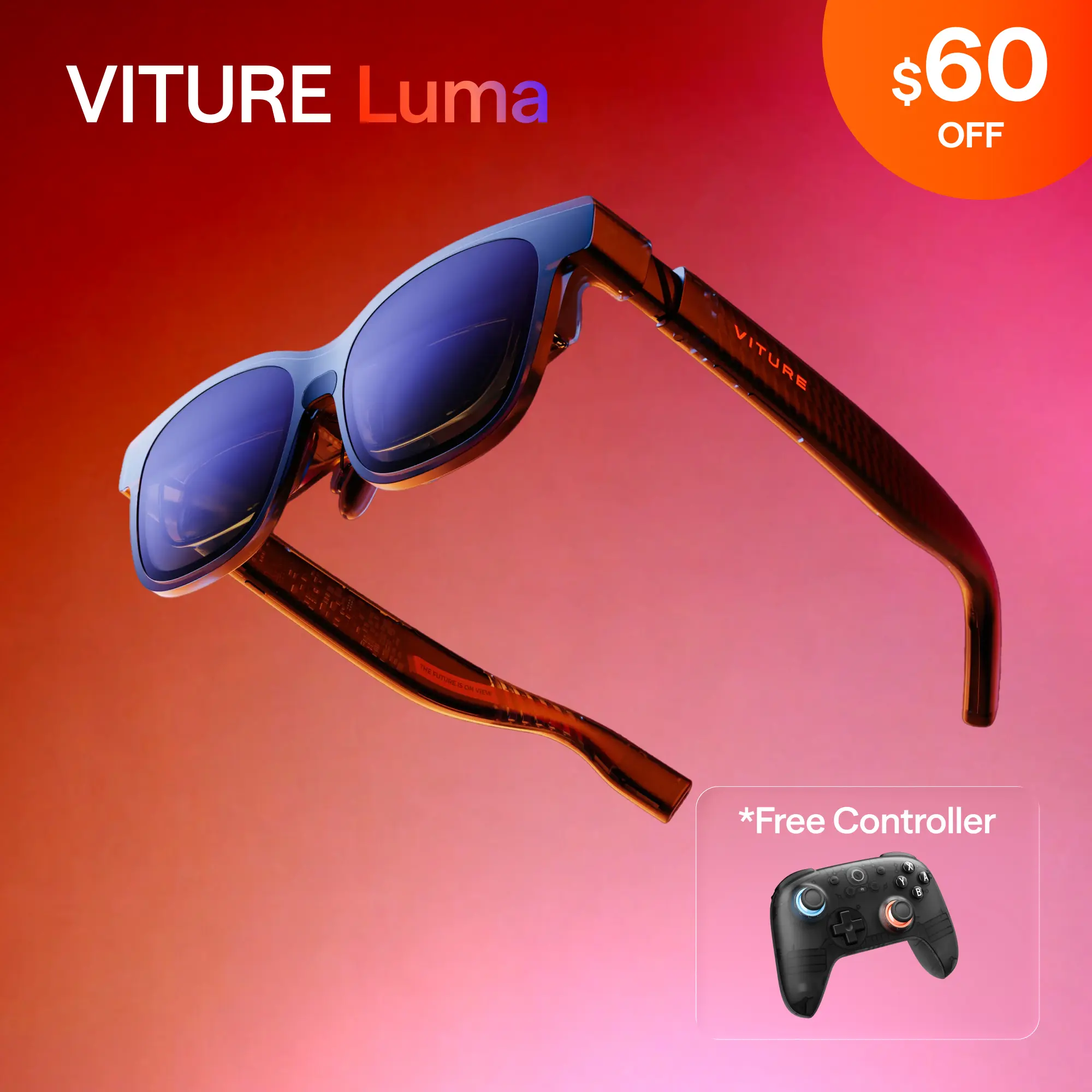 VITURE Luma AR Glasses,XR Glasses,Smart Glasses - 146” Display, 1200p Ultra Sharp, 1000 Nits Bright, 50° FOV, Dimming Adjustments, USB-C Adapter for Mobile, iPhone, Android, Mac, PC, Steam Deck, Switch 2 tiktokshopbacktoschool